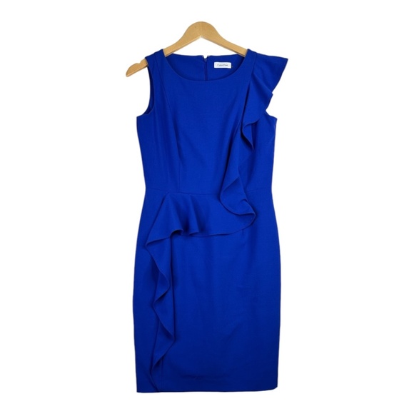 Calvin‎ Klein Professional Dress Women Classic Style Sheath work Blue Size 6 - Picture 1 of 7